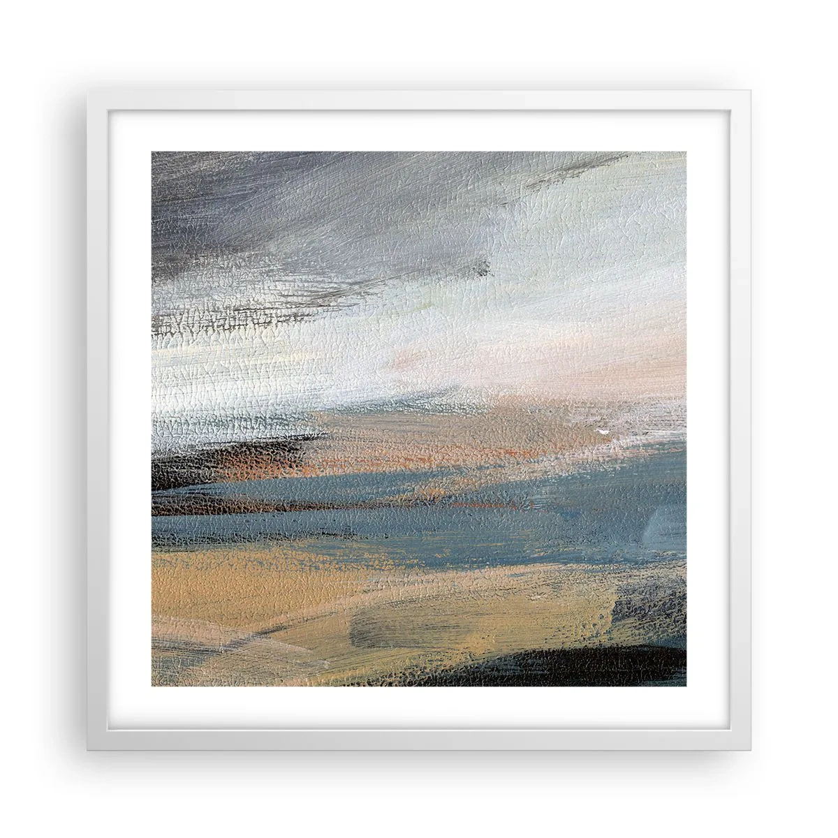 Poster in einem weißen Rahmen - Abstraktion: nördliche Landschaft - 50x50 cm