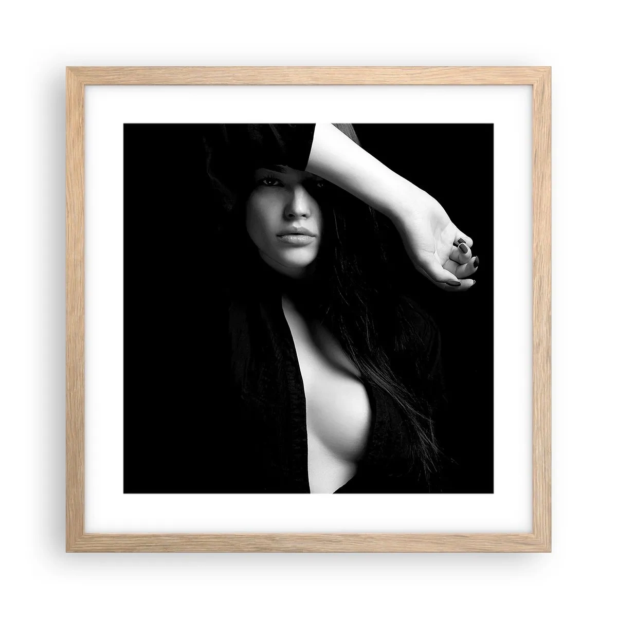Poster in einem Rahmen aus heller Eiche - Schule der Verführung - 40x40 cm