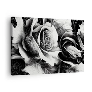 Bild auf Leinwand - Leinwandbild - Schwarze und weiße Rosen in einer eleganten Komposition - 70x50cm - Immer Königin - Moderne Wanddekoration für Wohnzimmer und Schlafzimmer ARTTOR