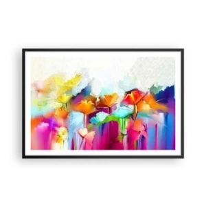 Poster in einem schwarzem Rahmen - Der Regenbogen ist aufgeblüht - 91x61 cm