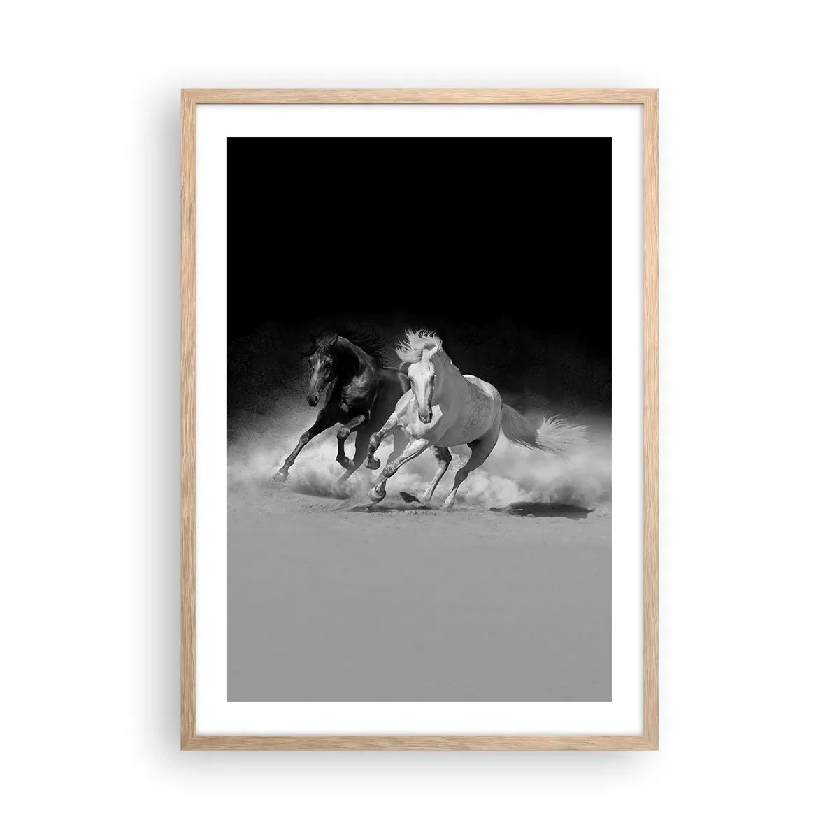 Poster in einem Rahmen aus heller Eiche - Galopp der Freiheit - 50x70 cm