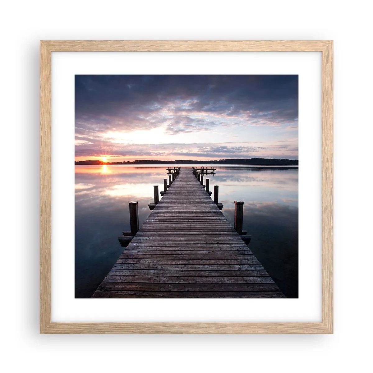 Poster in einem Rahmen aus heller Eiche - Eine stille Grenze zwischen Tag und Nacht - 40x40 cm