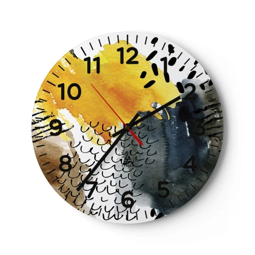 Wanduhr - Glasuhr - Ein Treffen der Elemente der Natur - 30x30 cm
