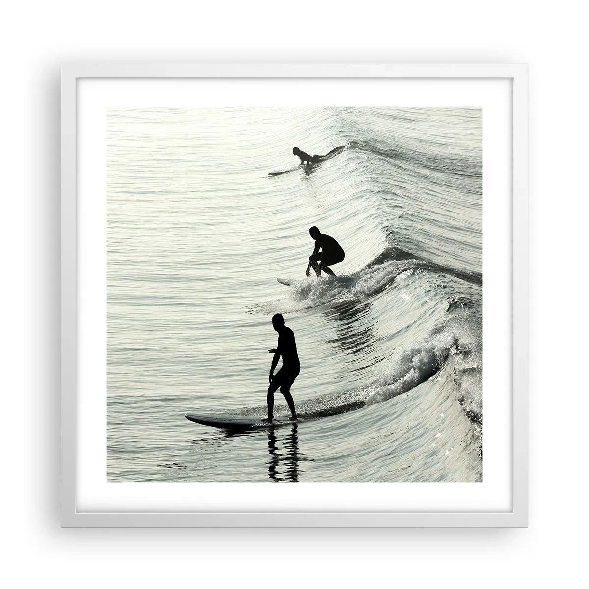 Poster in einem weißen Rahmen - Gegen die Welle - 50x50 cm