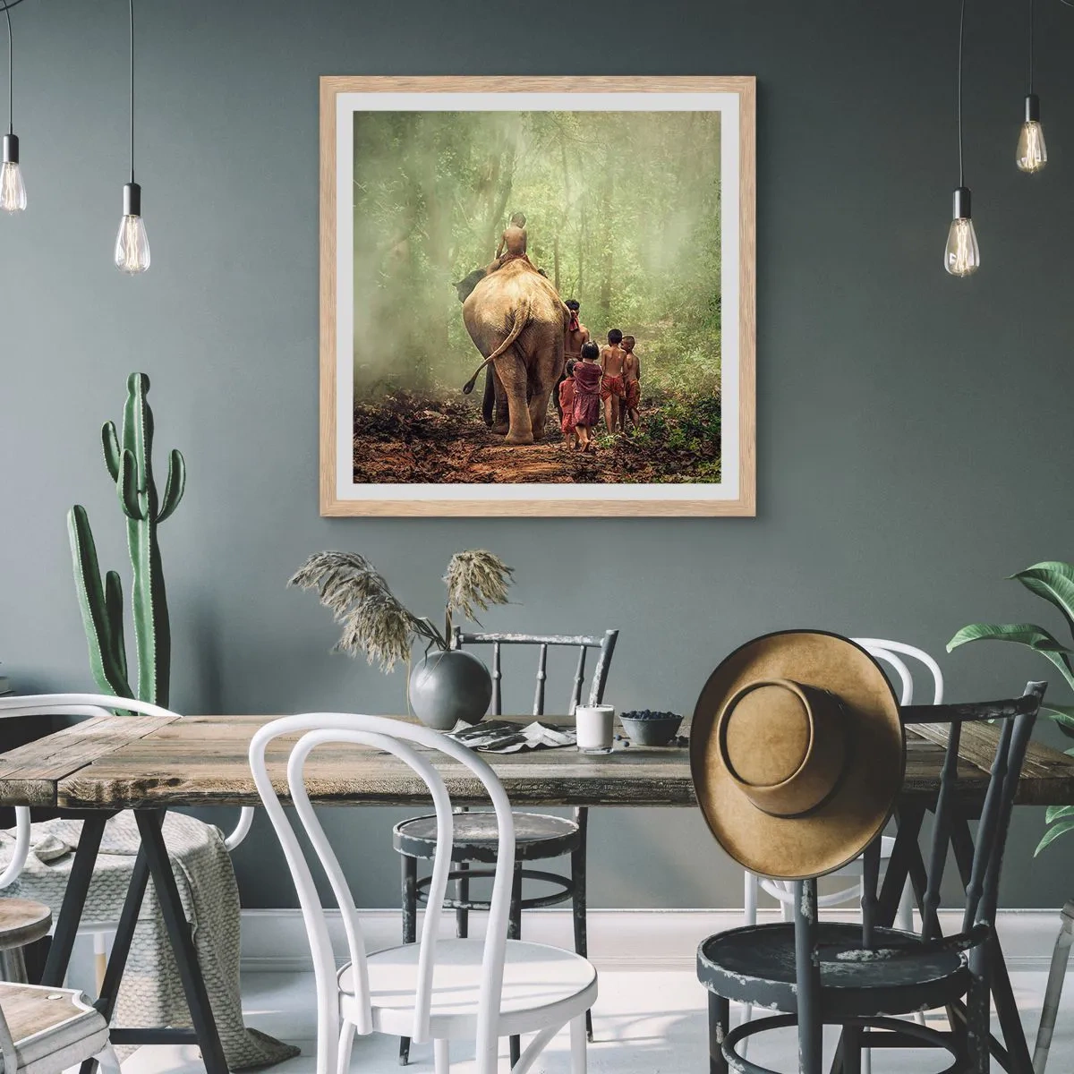 Poster in einem Rahmen aus heller Eiche - Neues Dschungelbuch - 30x30 cm