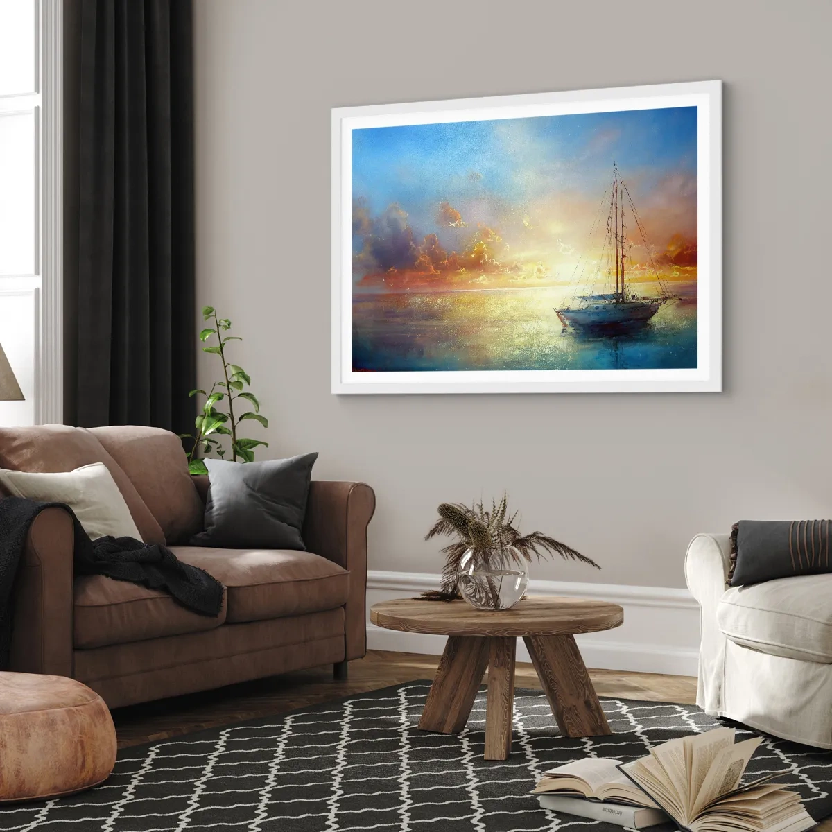 Poster in einem weißen Rahmen - In einer goldenen Bucht - 91x61 cm