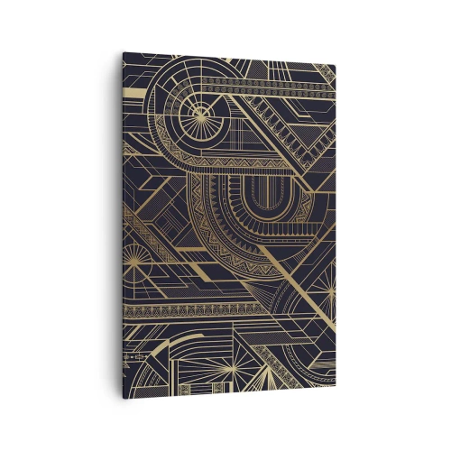 Bild auf Leinwand - Leinwandbild - Goldene geometrische Muster auf schwarzem Hintergrund im Art-Deco-Stil - 70x100cm - Konzepte, Ideen, Pläne - Moderne Wanddekoration für Wohnzimmer und Schlafzimmer ARTTOR