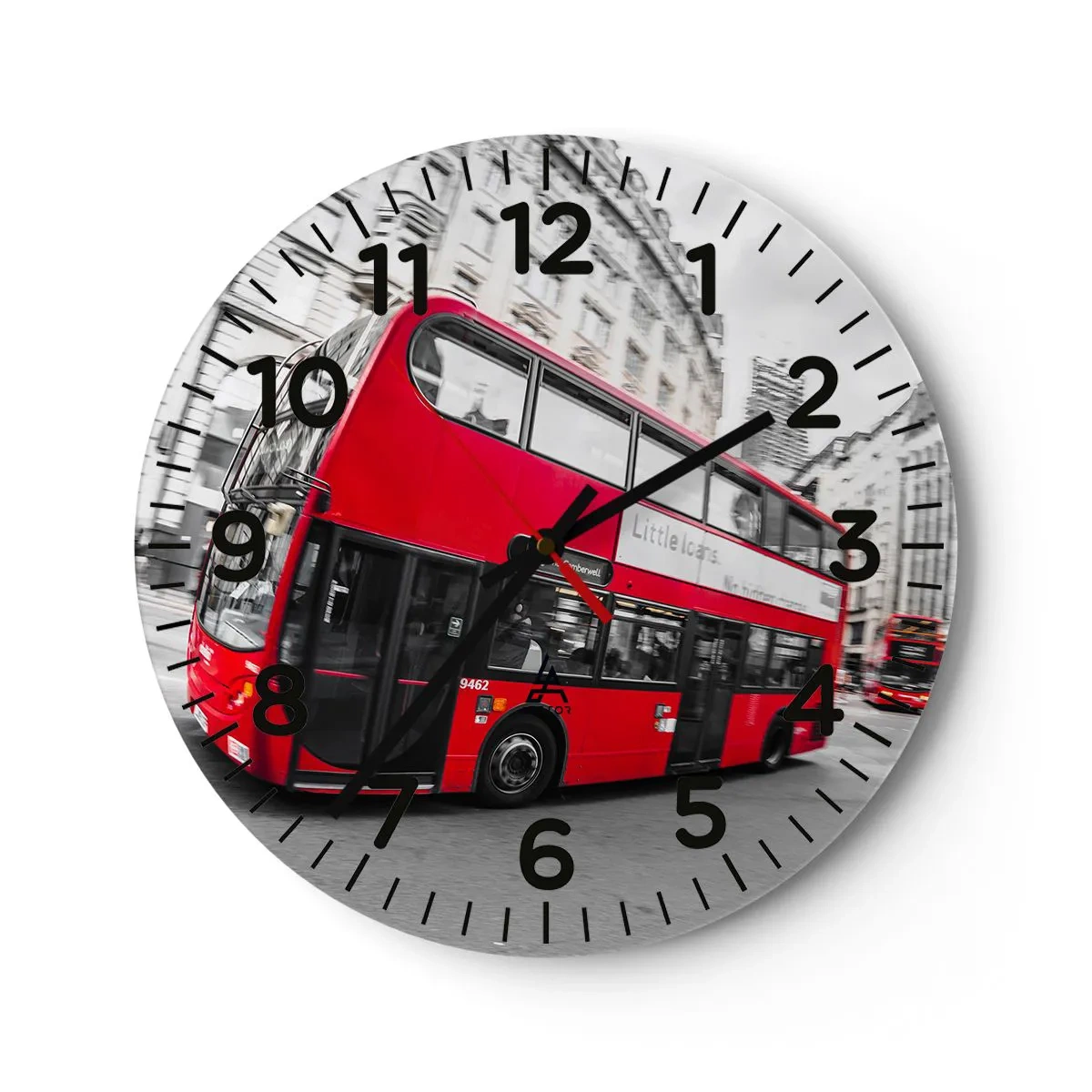 Wanduhr - Glasuhr - London traditionell - mit dem Bus - 30x30 cm