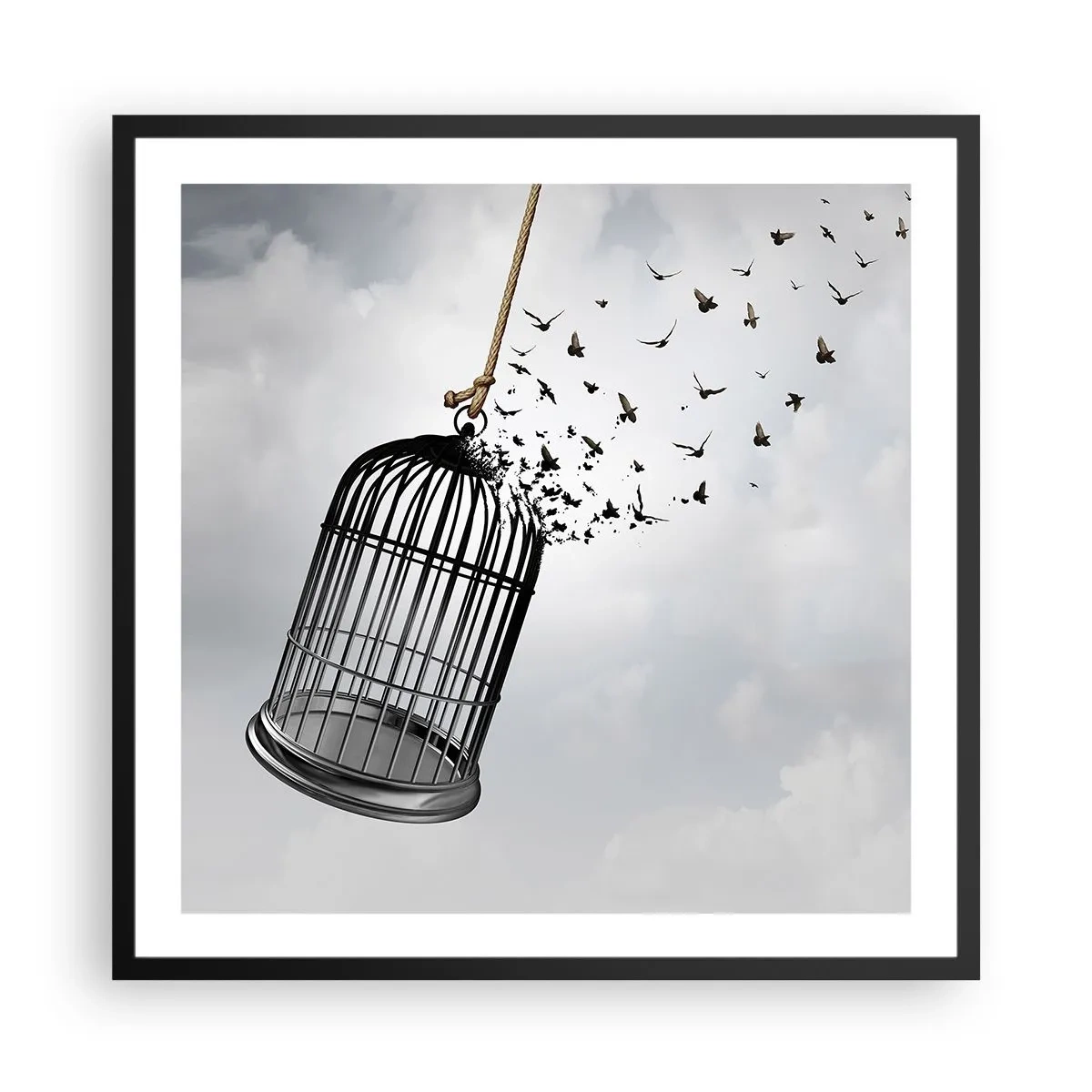 Poster in einem schwarzem Rahmen - Glaube ... Hoffnung ... Freiheit! - 60x60 cm