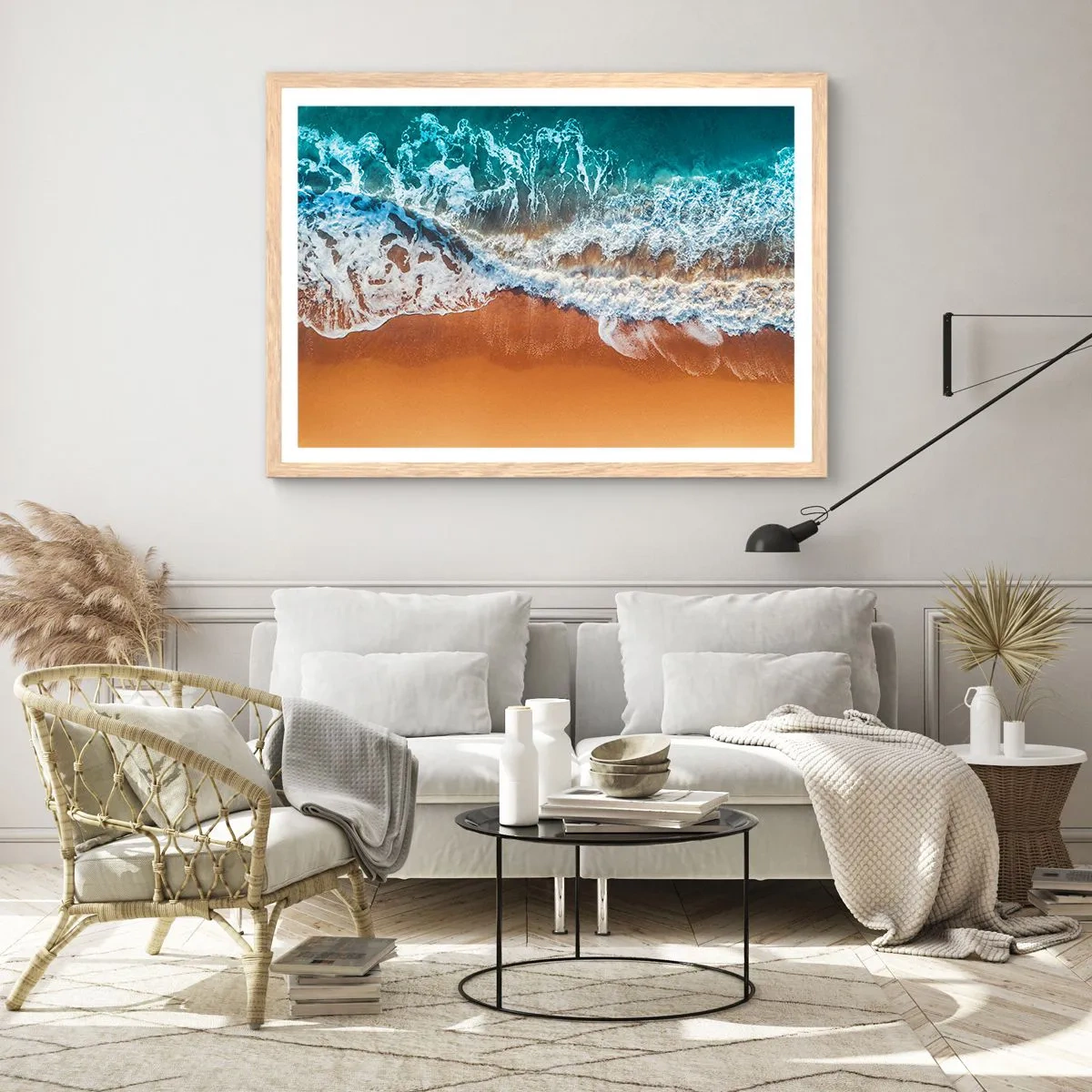 Poster in einem Rahmen aus heller Eiche - Immer Hand in Hand - 70x50 cm