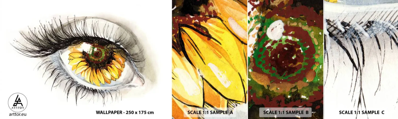 Fototapeten Muster Selbstklebend Deluxe Sticker - Ein Look so heiß wie der Sommer - Abstraktion, Grafik, Auge - 100x30 cm