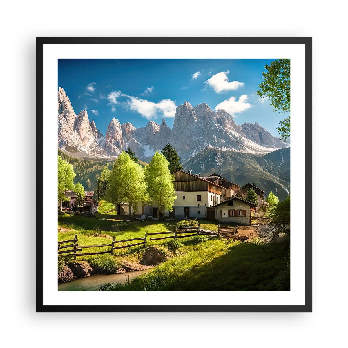 Poster in einem schwarzem Rahmen - Alpenidylle - 60x60 cm