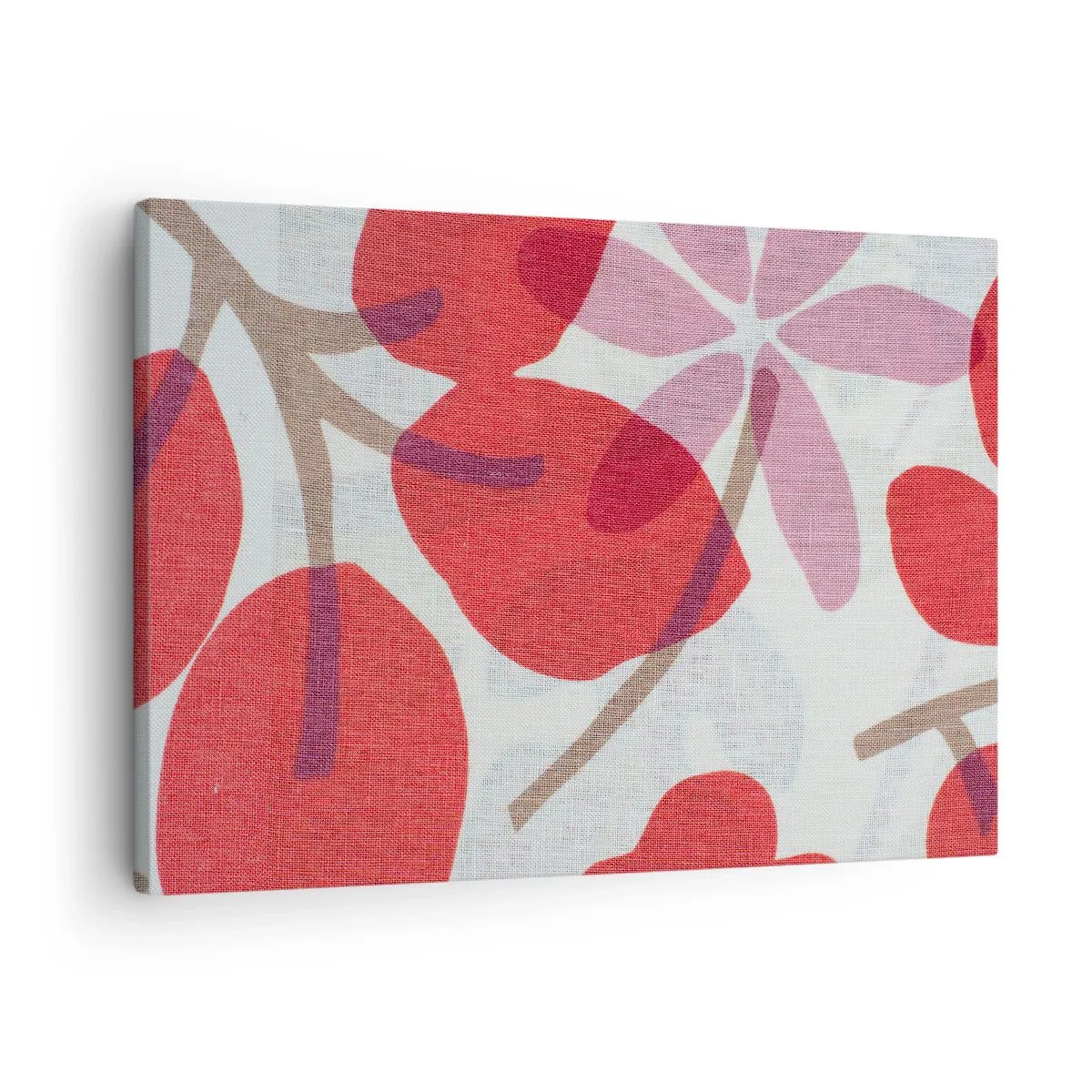 Bild auf Leinwand - Leinwandbild - Blüten und Blätter in Rot- und Rosatönen - 70x50cm - Blumenarrangement in Rosa - Moderne Wanddekoration für Wohnzimmer und Schlafzimmer ARTTOR