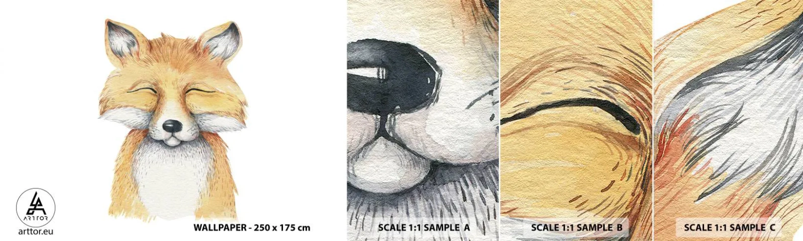 Fototapetenmuster Standard Eco - Fuchsstimmungen - Für Kinder, Fuchs, Freundschaft - 100x30 cm