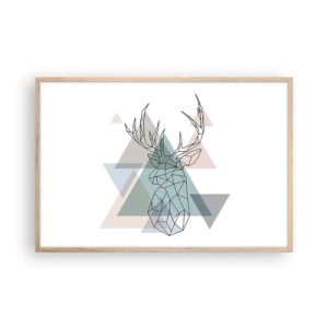 Poster in einem Rahmen aus heller Eiche - In einem geometrischen Wald - 91x61 cm