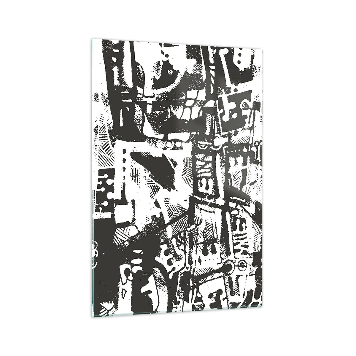 Glasbild - Bild auf glas - Abstraktes monochromes Retro-Muster - 70x100cm - Ordnung oder Chaos? - Moderne Wanddekoration für Wohnzimmer und Schlafzimmer ARTTOR