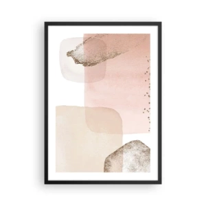 Poster in einem schwarzem Rahmen - Pastellfarbene Formen mit zartem Goldakzent - 50x70cm - Ein Blick durch die Farbe - Moderne Wanddekoration für Wohnzimmer und Schlafzimmer ARTTOR