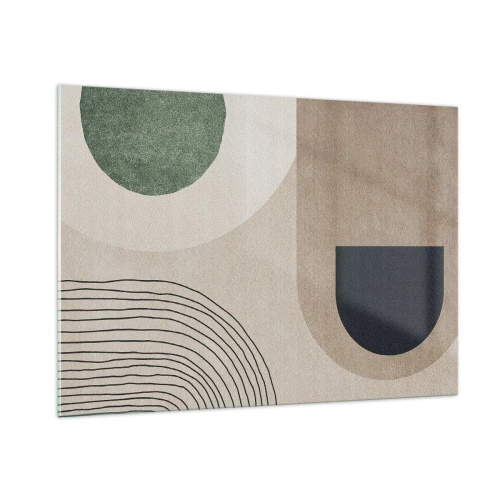 Glasbild - Bild auf glas - Abstrakte geometrische Figuren in gedämpften Farben - 100x70cm - Sanftheit des Ovals - Moderne Wanddekoration für Wohnzimmer und Schlafzimmer ARTTOR