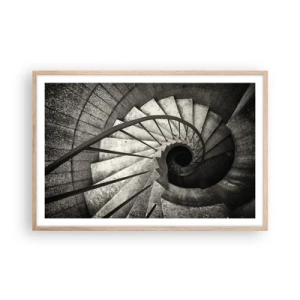Poster in einem Rahmen aus heller Eiche - Treppe hoch, Treppe runter - 91x61 cm