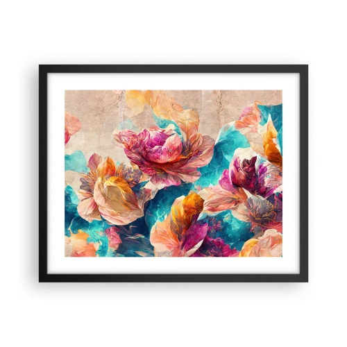 Poster in einem schwarzem Rahmen - Farbenpracht des Straußes - 50x40 cm