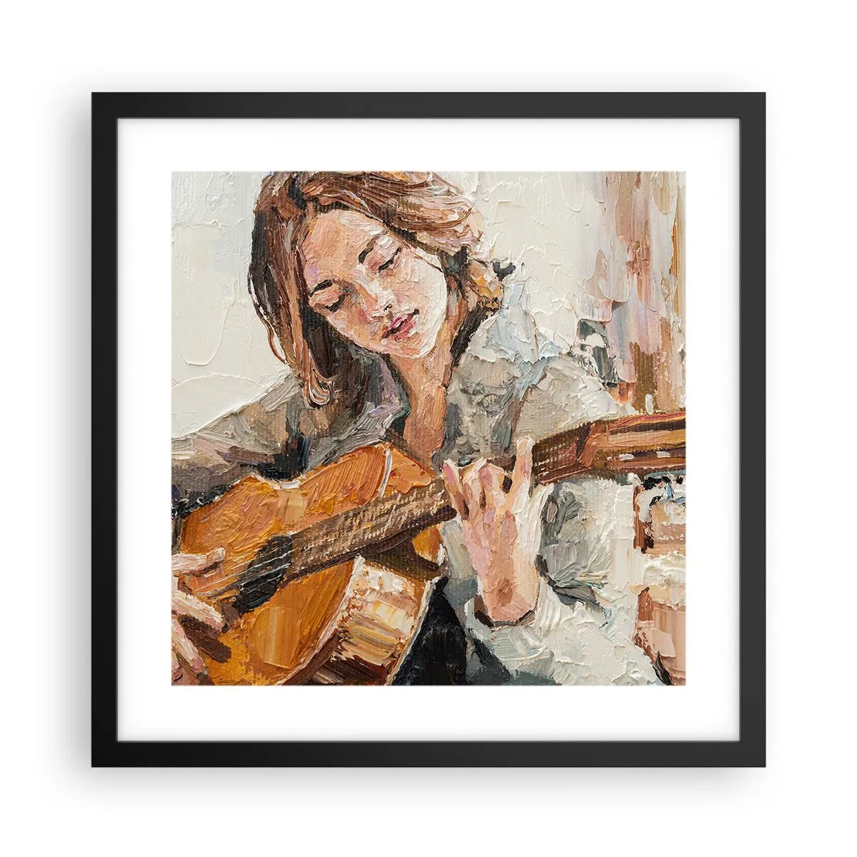 Poster in einem schwarzem Rahmen - Konzert für Gitarre und Mädchenherz - 40x40 cm