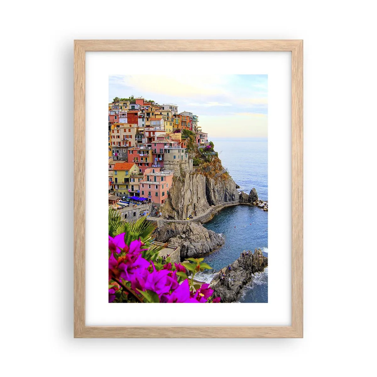 Poster in einem Rahmen aus heller Eiche - Lachende Stadt - 30x40 cm