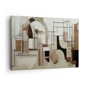 Bild auf Leinwand - Leinwandbild - Architektonische Abstraktion in Beige und Braun - 70x50cm - Stadtbild 2.0 - Moderne Wanddekoration für Wohnzimmer und Schlafzimmer ARTTOR