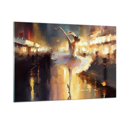 Glasbild - Bild auf glas - Ballerina im Licht der Stadtlichter - 120x80cm - Wunder auf der Straße - Moderne Wanddekoration für Wohnzimmer und Schlafzimmer ARTTOR
