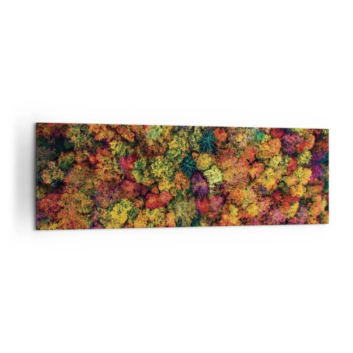 Bild auf Leinwand - Leinwandbild - Bunte Baumkronen in der Herbstpalette - 160x50cm - Blumenstrauß aus Herbstbäumen - Moderne Wanddekoration für Wohnzimmer und Schlafzimmer ARTTOR