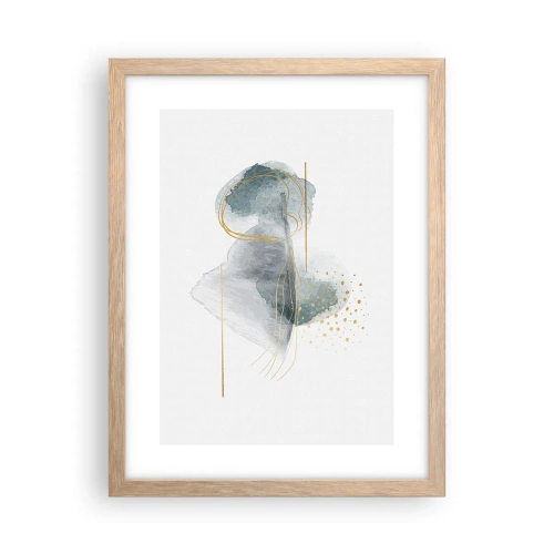 Poster in einem Rahmen aus heller Eiche - Über das Verhältnis von Grau und Gold - 30x40 cm