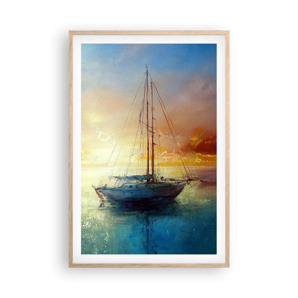 Poster in einem Rahmen aus heller Eiche - In einer goldenen Bucht - 61x91 cm