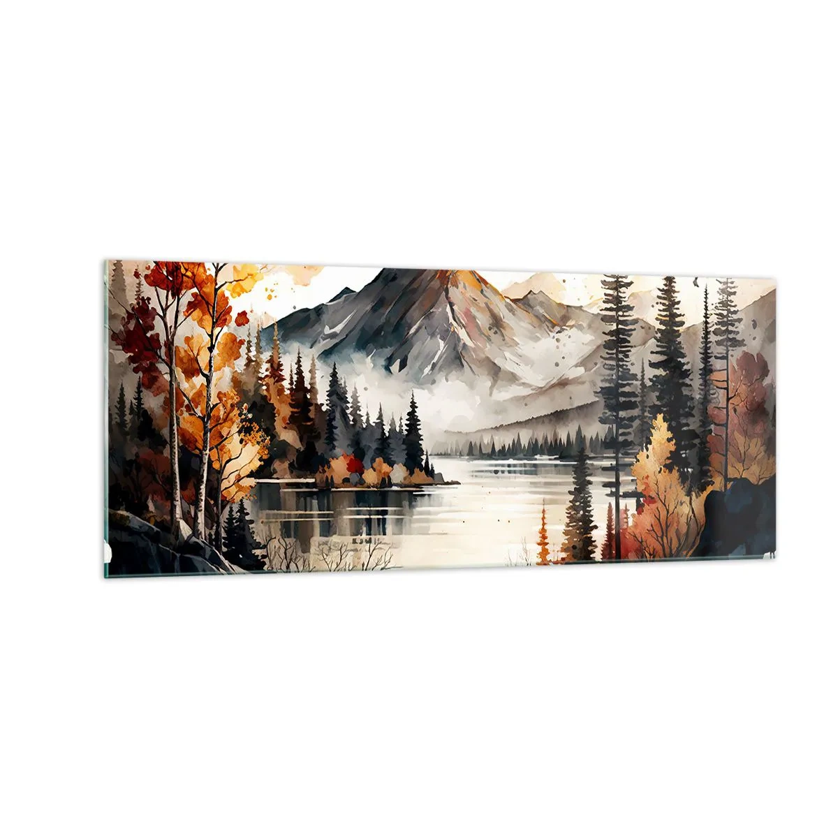 Glasbild - Bild auf glas - Goldener Herbst in den Bergen - 100x40 cm