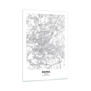Glasbild - Bild auf glas - Karte von Rom mit einem klaren kreisförmigen Straßenverlauf - 50x70cm - Römischer Kreis - Moderne Wanddekoration für Wohnzimmer und Schlafzimmer ARTTOR