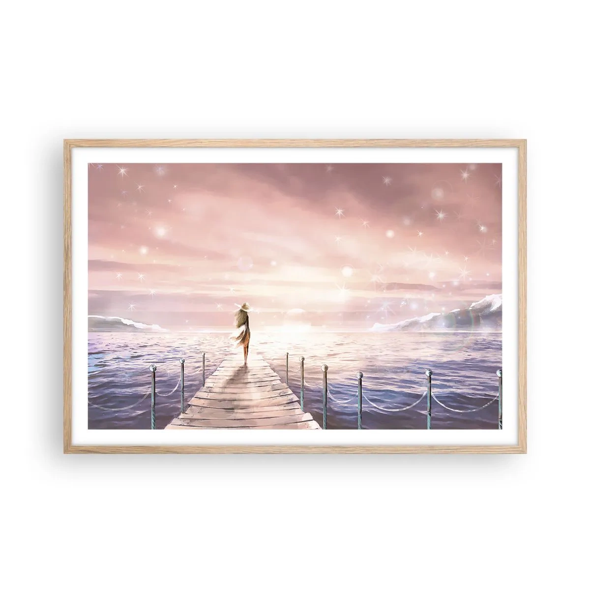 Poster in einem Rahmen aus heller Eiche - Im Licht eines Traums - 91x61 cm