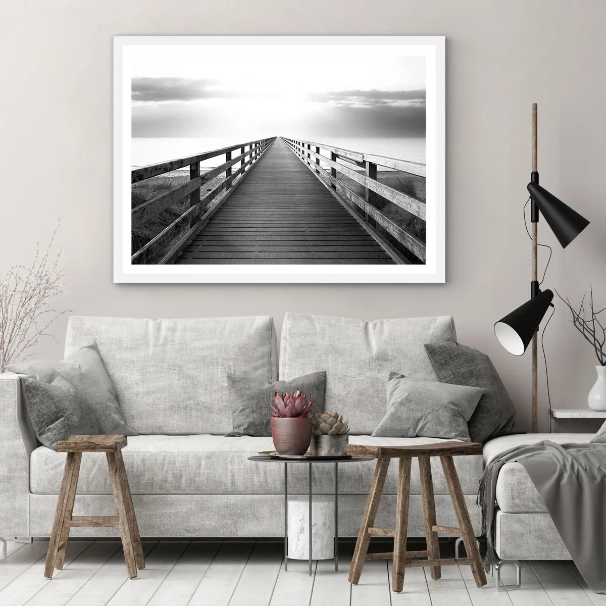 Poster in einem weißen Rahmen - In die Ferne ... - 70x50 cm