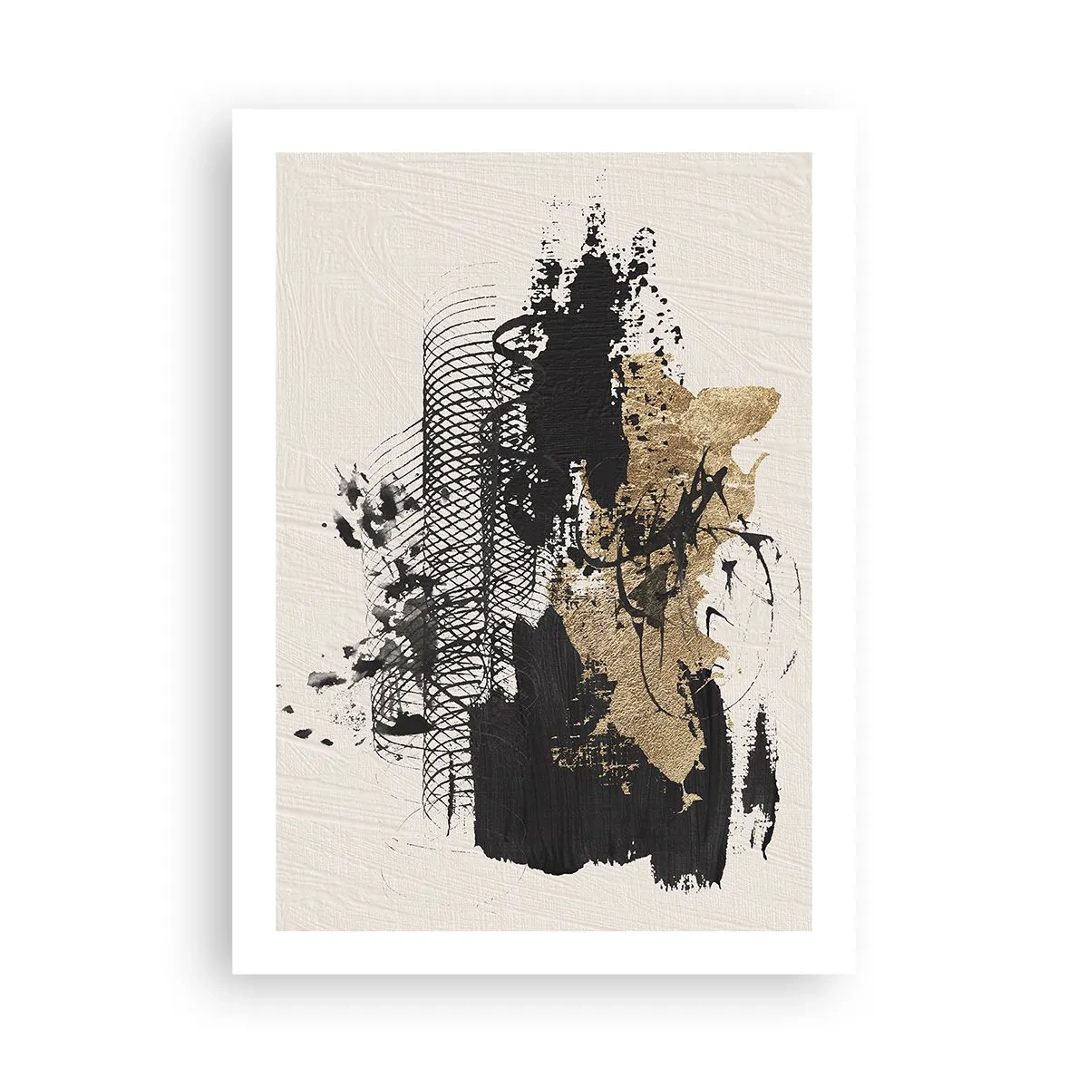 Poster - Abstrakte Komposition in Schwarz- und Goldtönen - 50x70cm - Komposition mit Leidenschaft - Moderne Wanddekoration für Wohnzimmer und Schlafzimmer ARTTOR