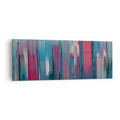 Bild auf Leinwand - Leinwandbild - Abstrakte vertikale Formen in Blau- und Rottönen - 140x50cm - Vertikale Komposition in Blau und Rot - Moderne Wanddekoration für Wohnzimmer und Schlafzimmer ARTTOR