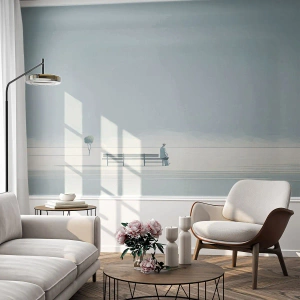 Maßgeschneiderte selbstklebende Fototapete Deluxe Sticker - Ja, ich warte. - Minimalistisch, Einsam, Mann