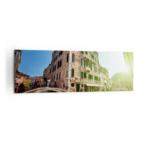 Bild auf Leinwand - Leinwandbild - Venedig-Brücke und Kanal mit historischer Architektur - 160x50cm - Venedig - Amore Mio - Moderne Wanddekoration für Wohnzimmer und Schlafzimmer ARTTOR