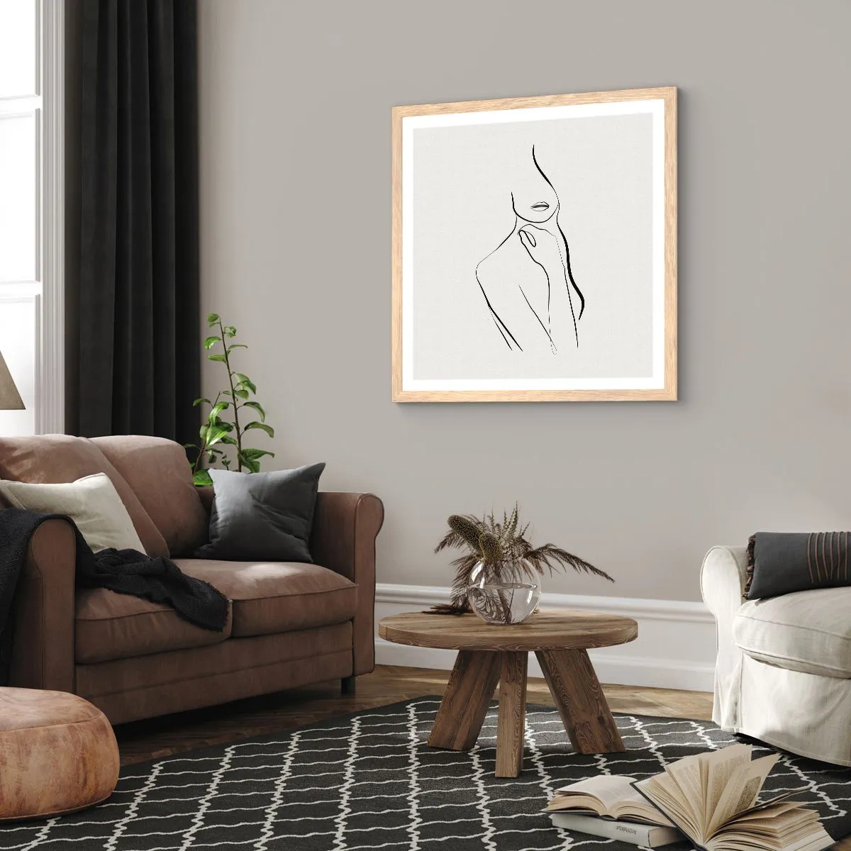 Poster in einem Rahmen aus heller Eiche - Eine Welle der Melancholie - 60x60 cm