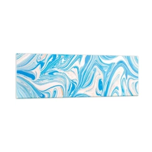 Glasbild - Bild auf glas - Abstrakte Wirbel im blauen und weißen Marmorstil - 160x50cm - Sumpf in Türkis - Moderne Wanddekoration für Wohnzimmer und Schlafzimmer ARTTOR