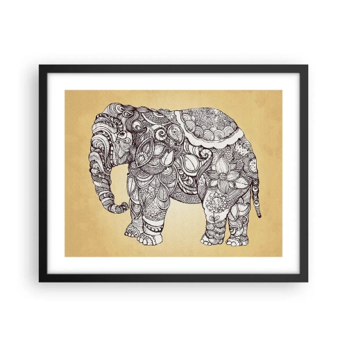 Poster in einem schwarzem Rahmen - Elefant verhüllte sich - 50x40 cm