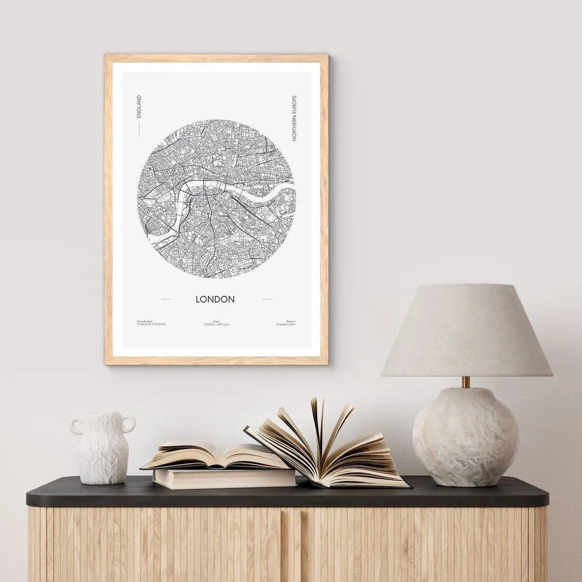 Poster in einem Rahmen aus heller Eiche - Anatomie von London - 70x100 cm