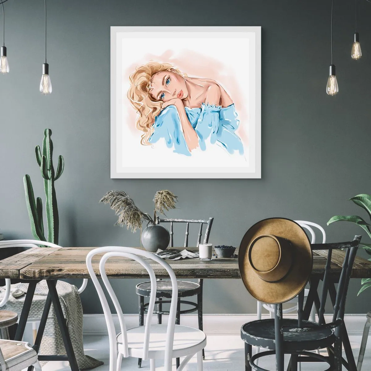 Poster in einem weißen Rahmen - Verträumt im Blau - 40x40 cm