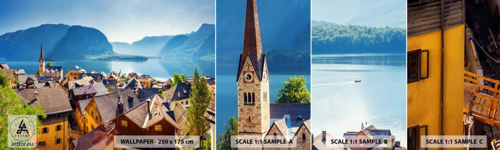 Fototapeten Muster Selbstklebend Deluxe Sticker - Es könnte nicht malerischer sein - Landschaft, Stadt, Österreich - 100x30 cm