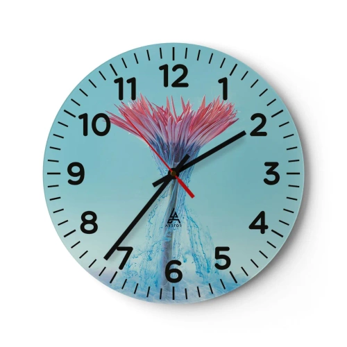 Wanduhr - Glasuhr - In einer belebenden Umarmung - 40x40 cm