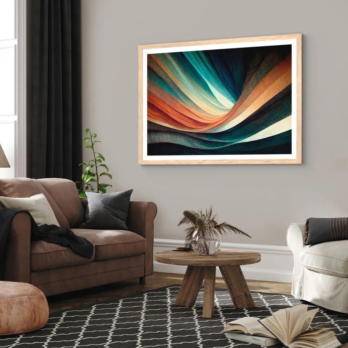 Poster in einem Rahmen aus heller Eiche - Aus Farben gewebt - 70x50 cm