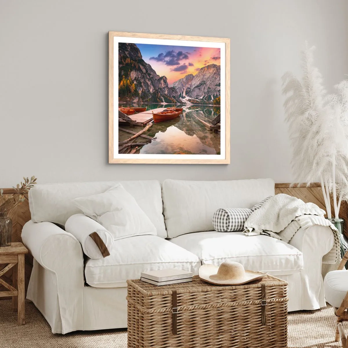 Poster in einem Rahmen aus heller Eiche - Versprechen des Tages - 40x40 cm