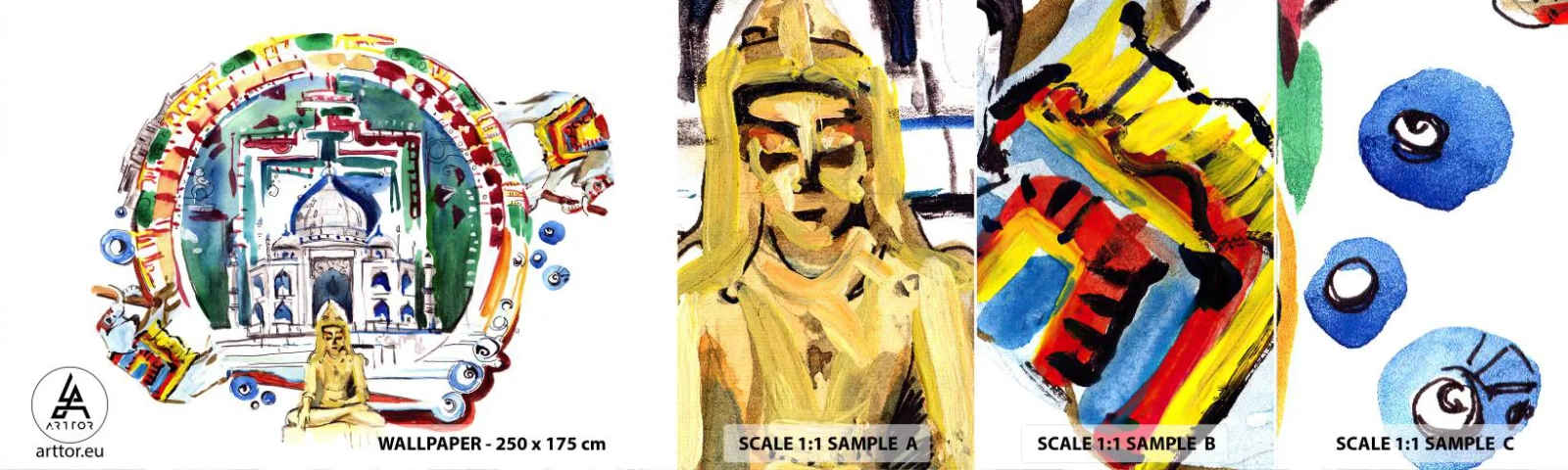 Fototapeten Muster Selbstklebend Deluxe Sticker - Hinduistisches Weltgleichgewicht - Buddha, Indien, Buddhismus - 100x30 cm