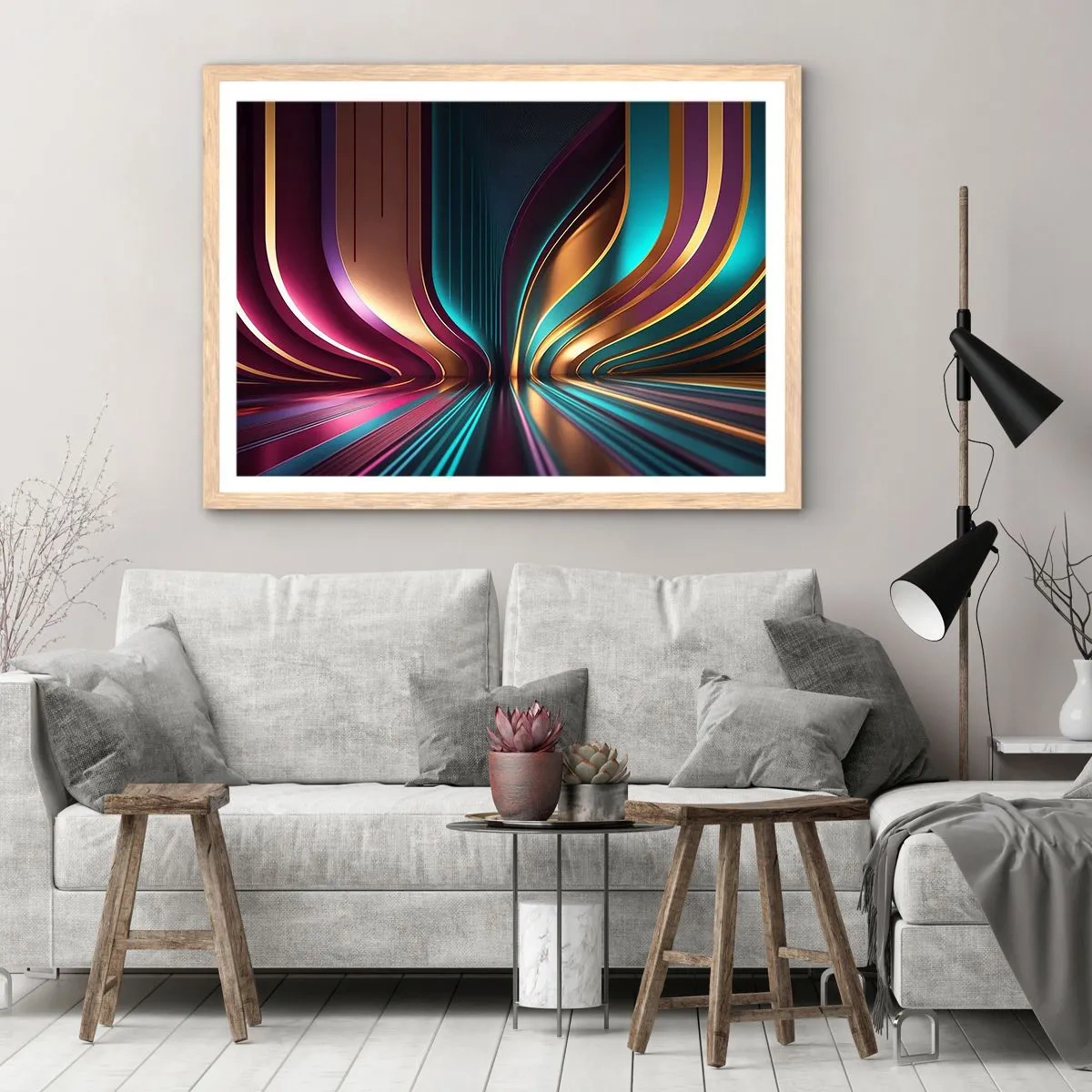 Poster in einem Rahmen aus heller Eiche - Architektur des Lichts - 40x30 cm